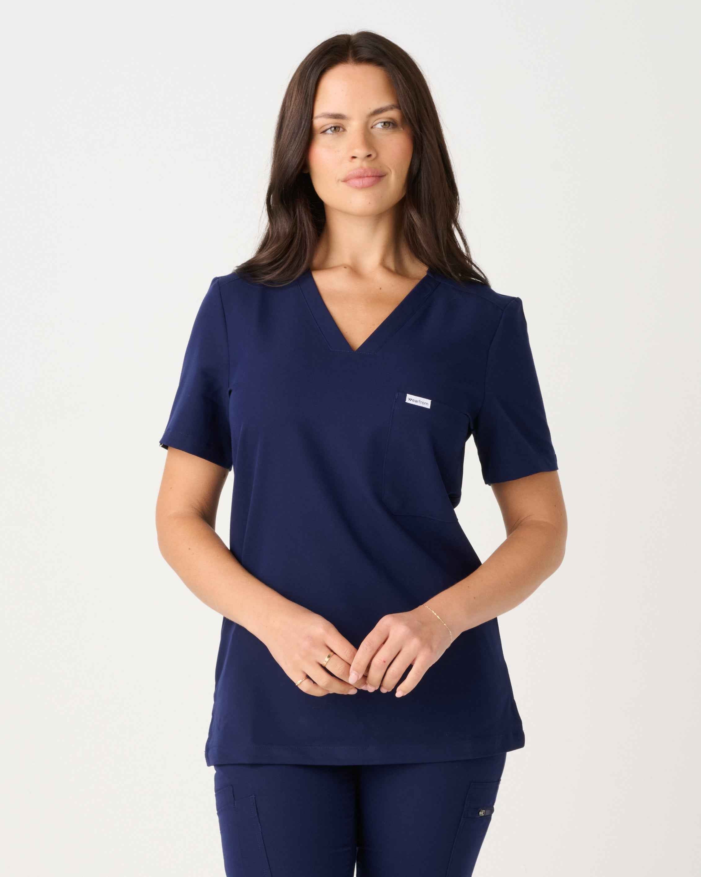 BRISBANE One-Pocket Scrub Top Navy