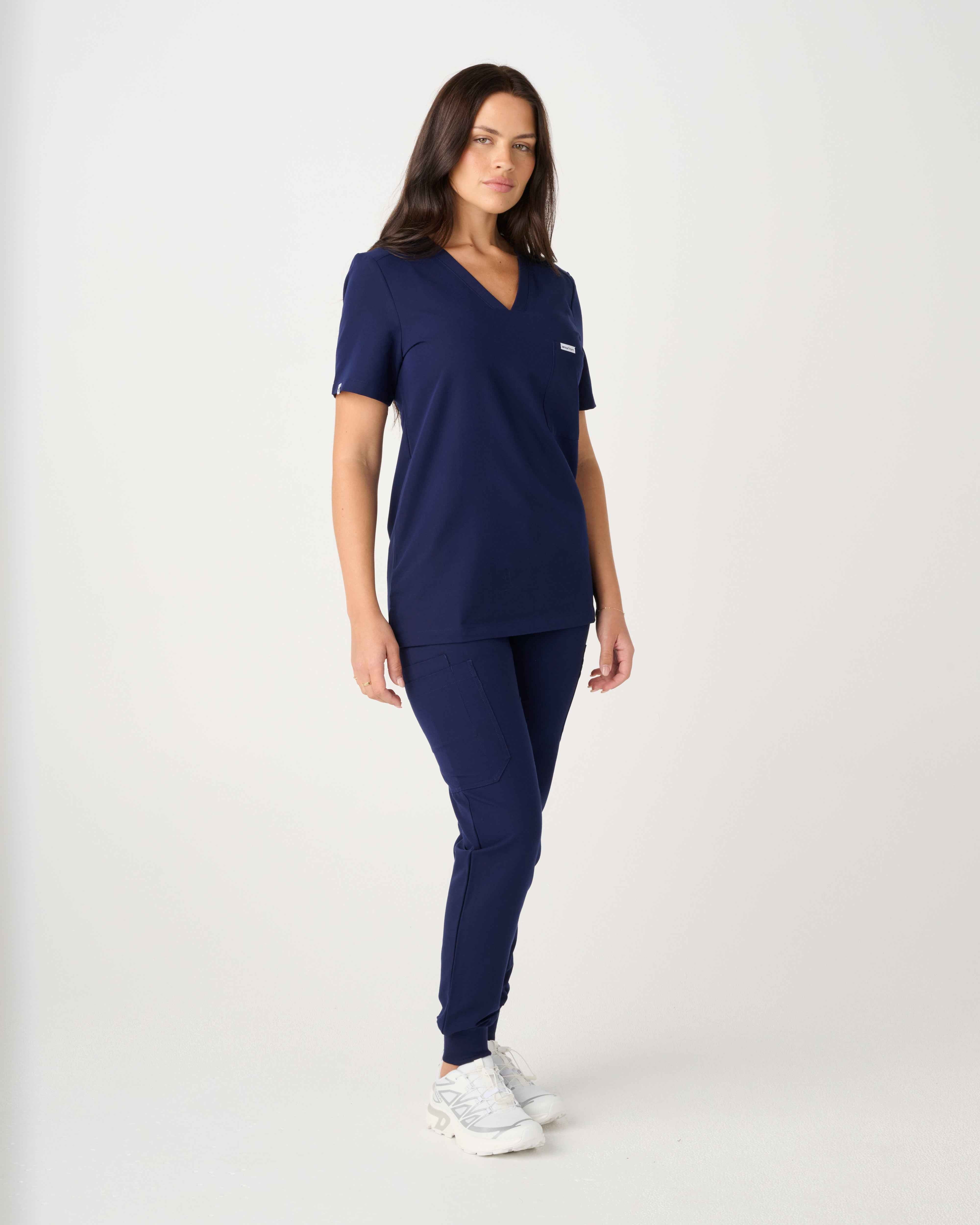BRISBANE One-Pocket Scrub Top Navy