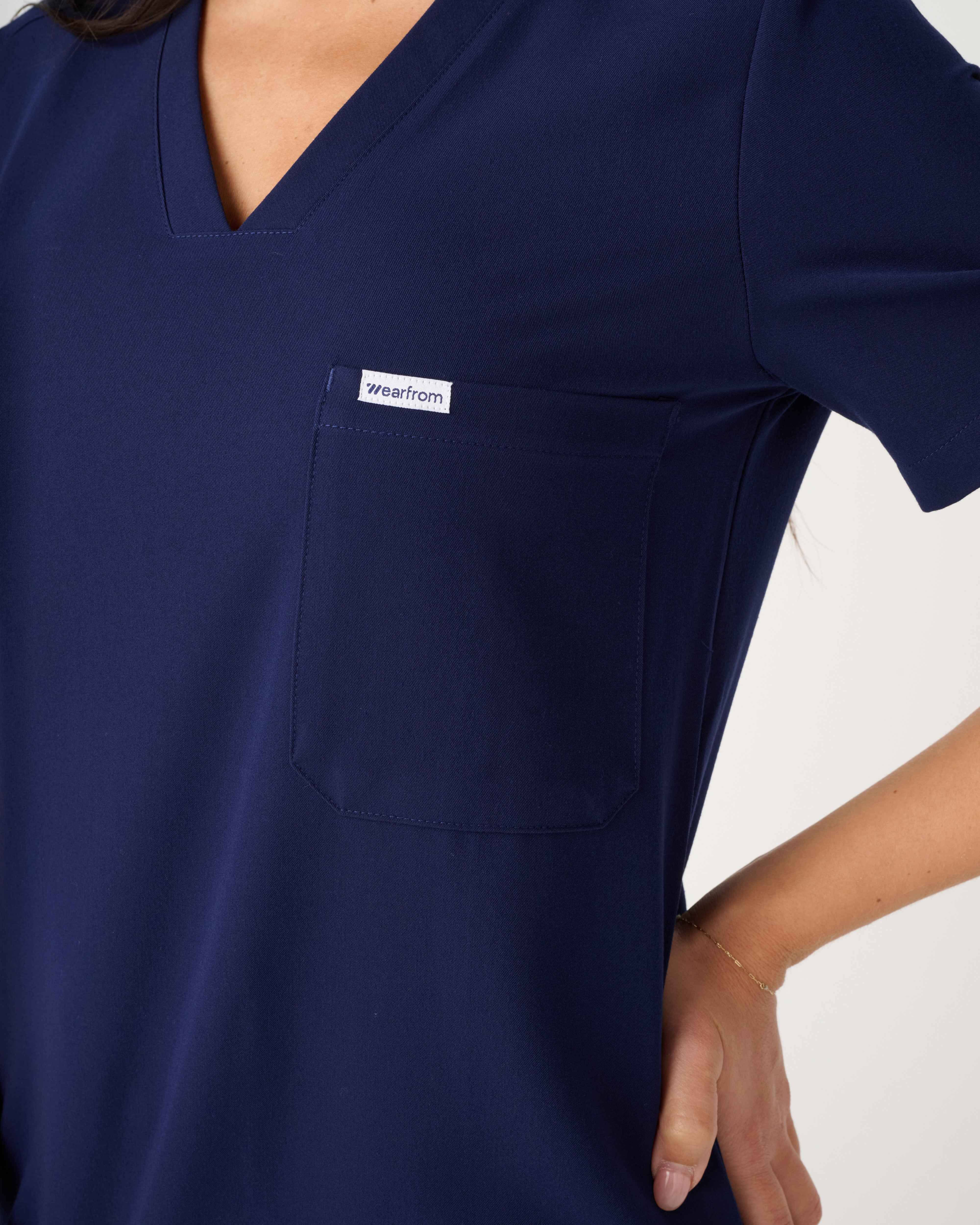 BRISBANE One-Pocket Scrub Top Navy