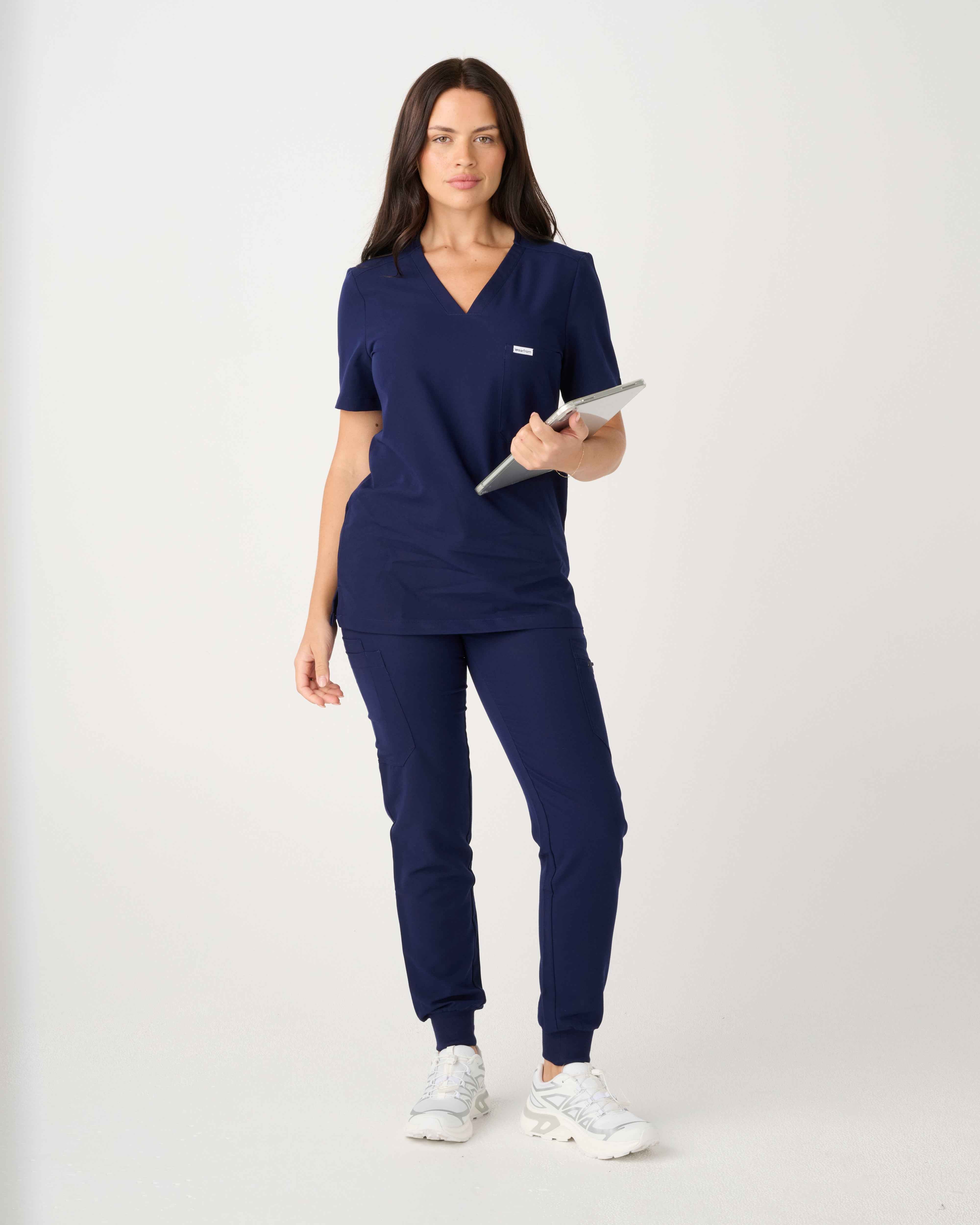 BRISBANE One-Pocket Scrub Top Navy