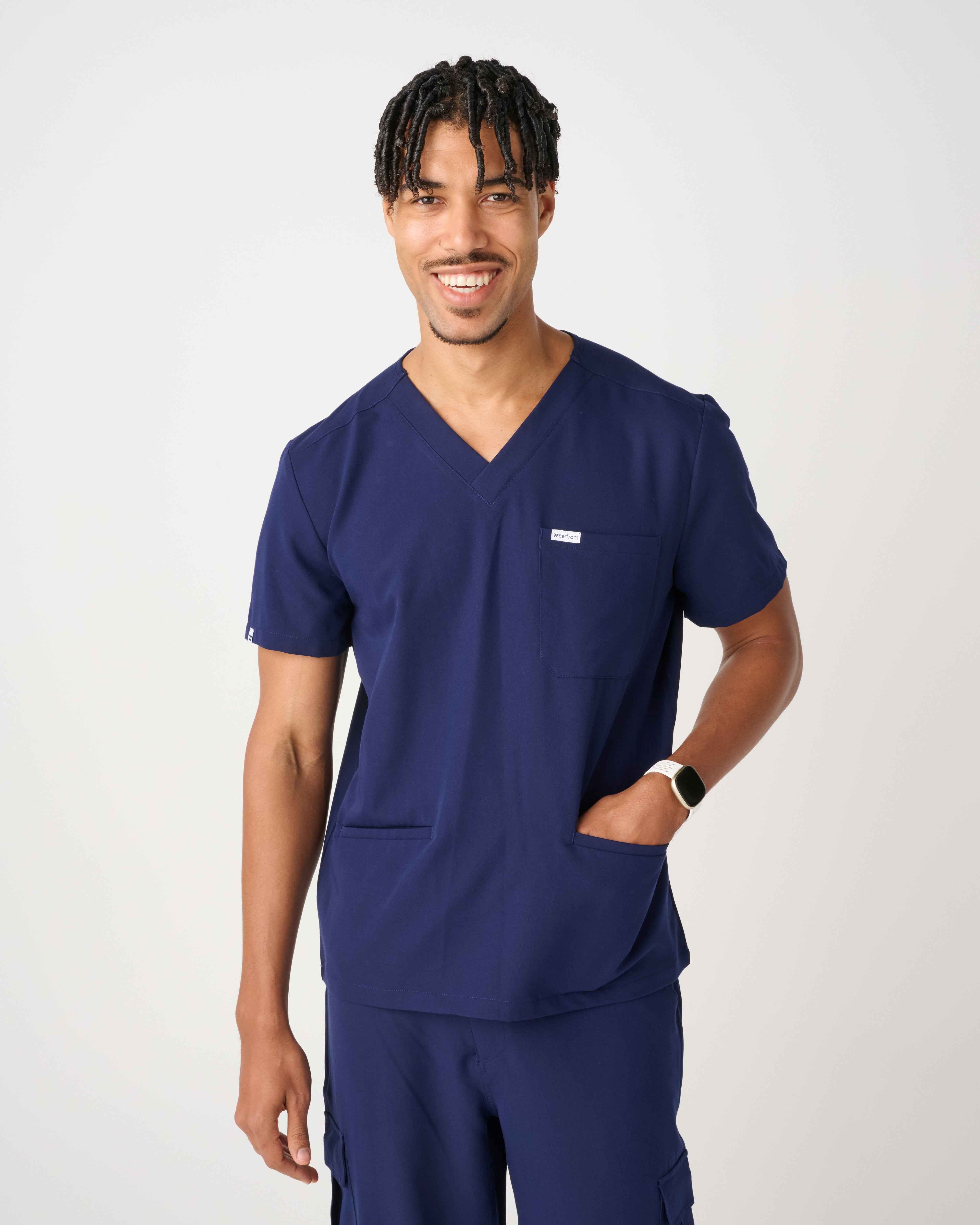 CANBERRA Three-Pocket Scrub Top Navy