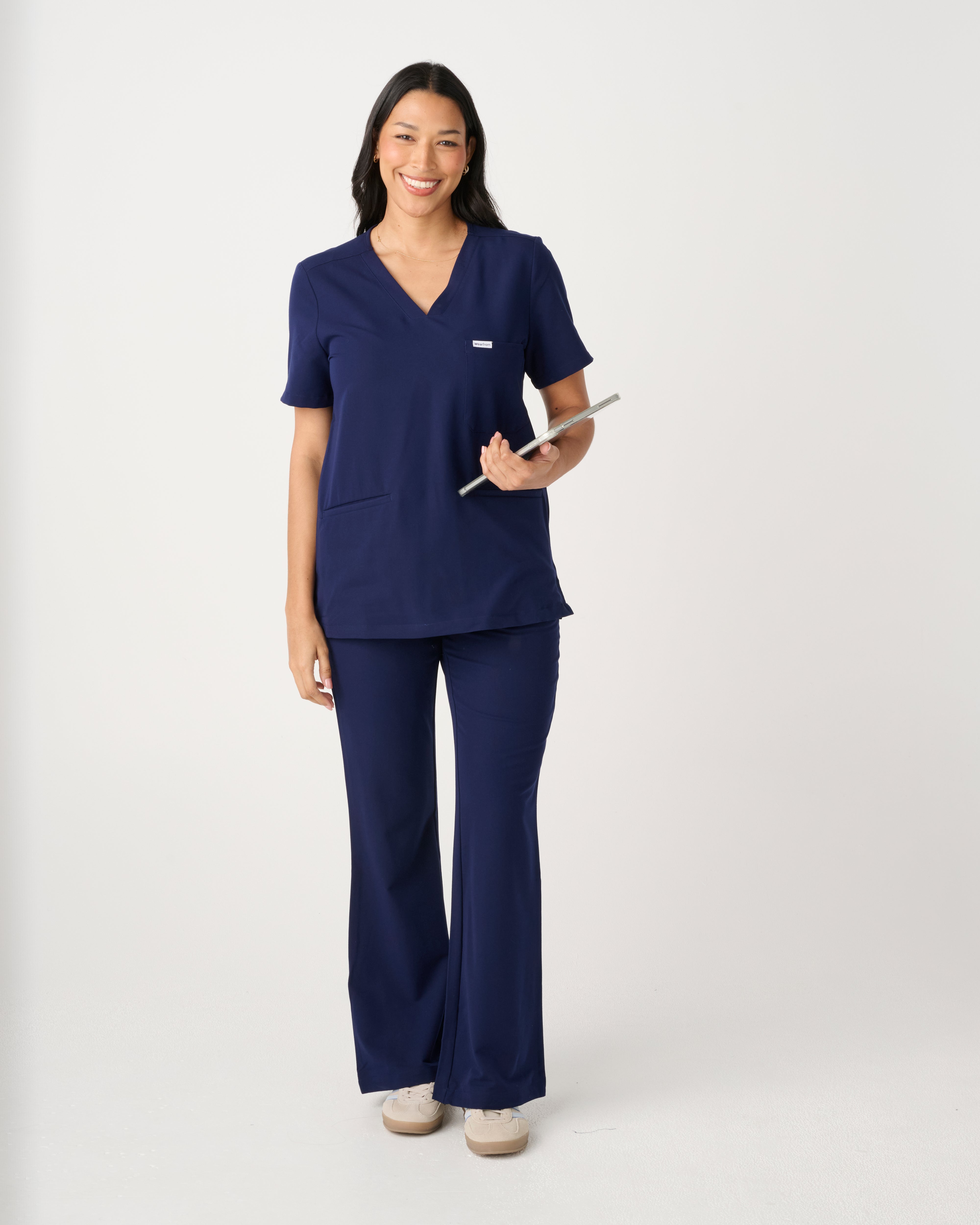 TASMANIA Flared High Waisted Pants Navy