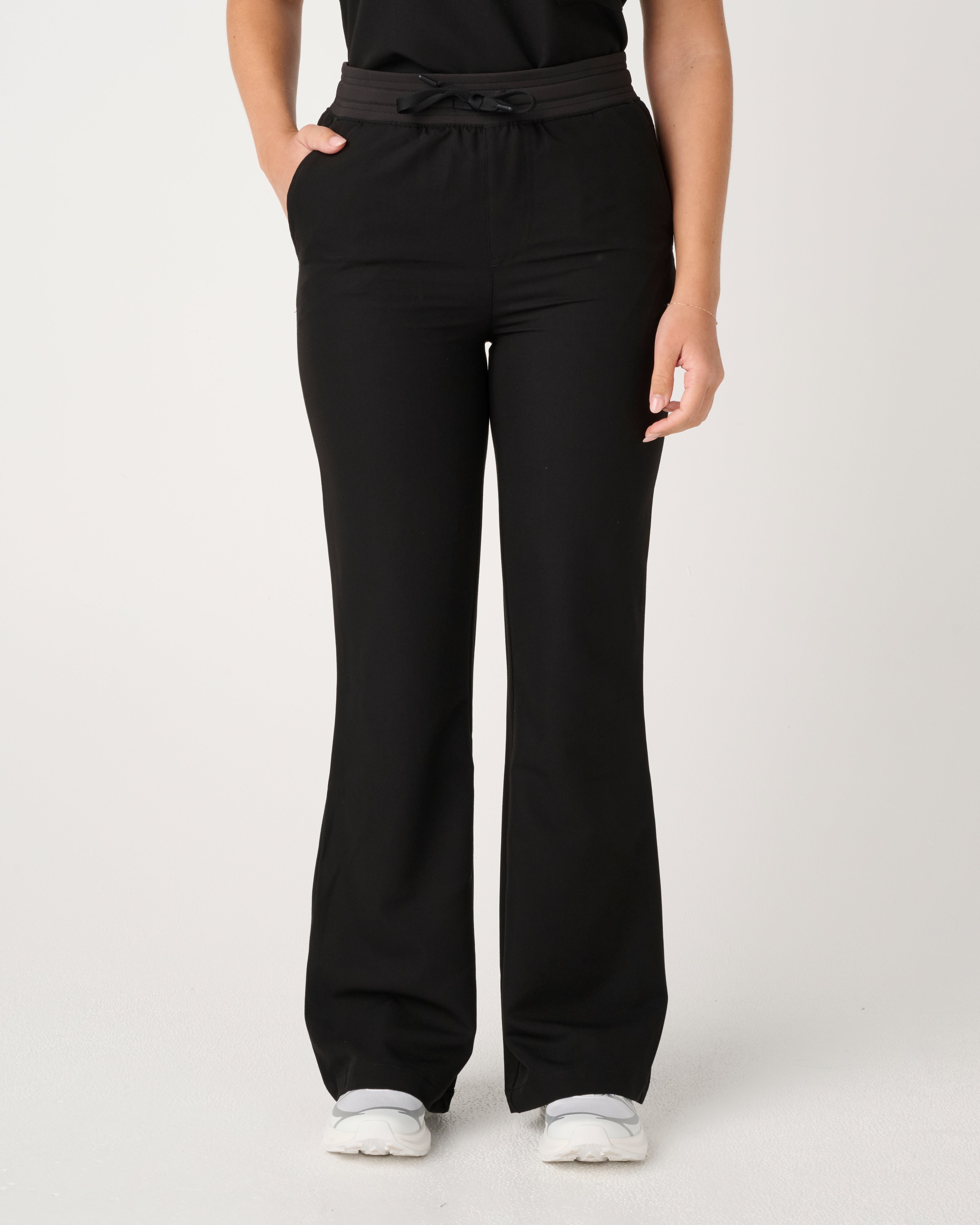 TASMANIA Flared High Waisted Pants Black