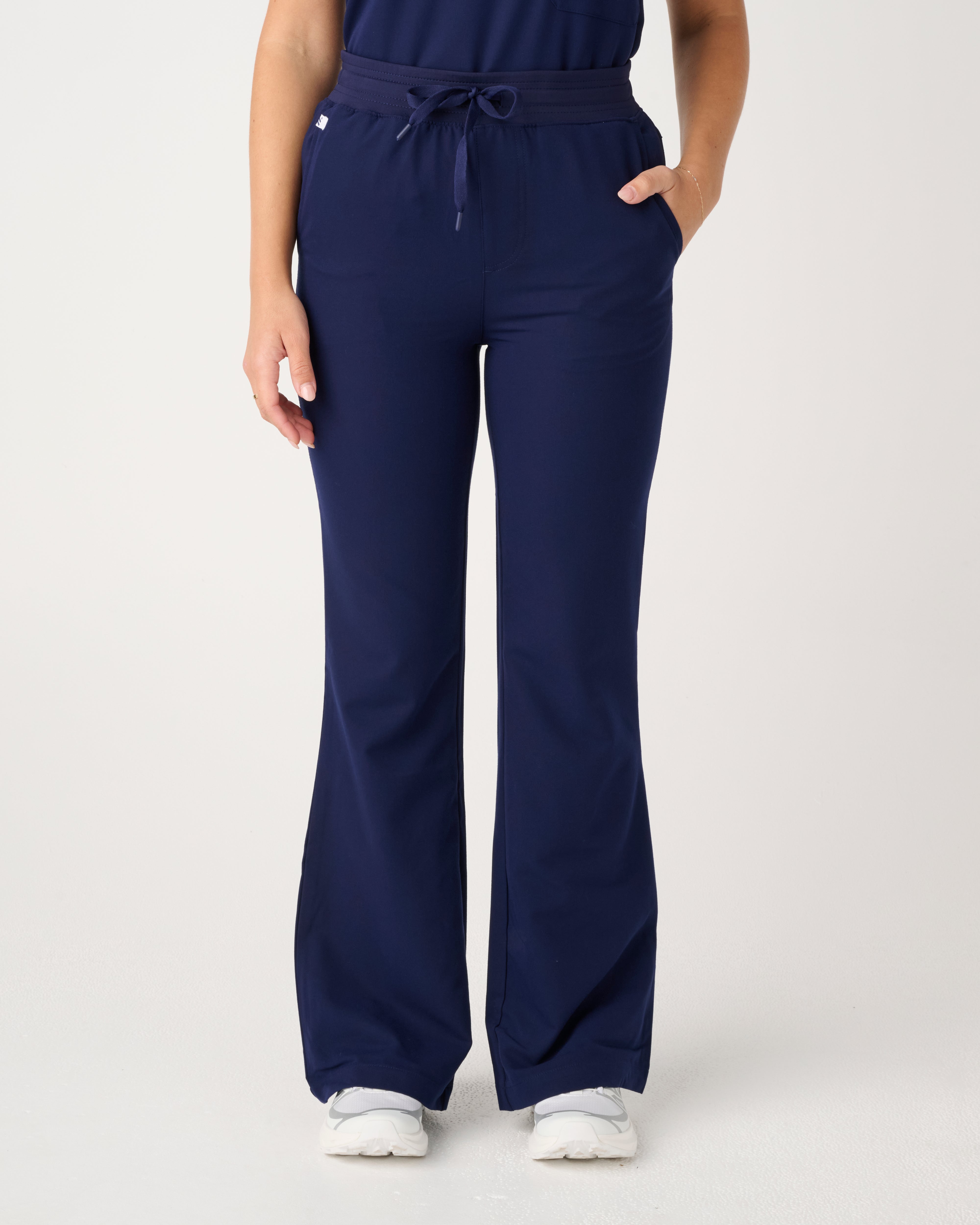 TASMANIA Flared High Waisted Pants Navy