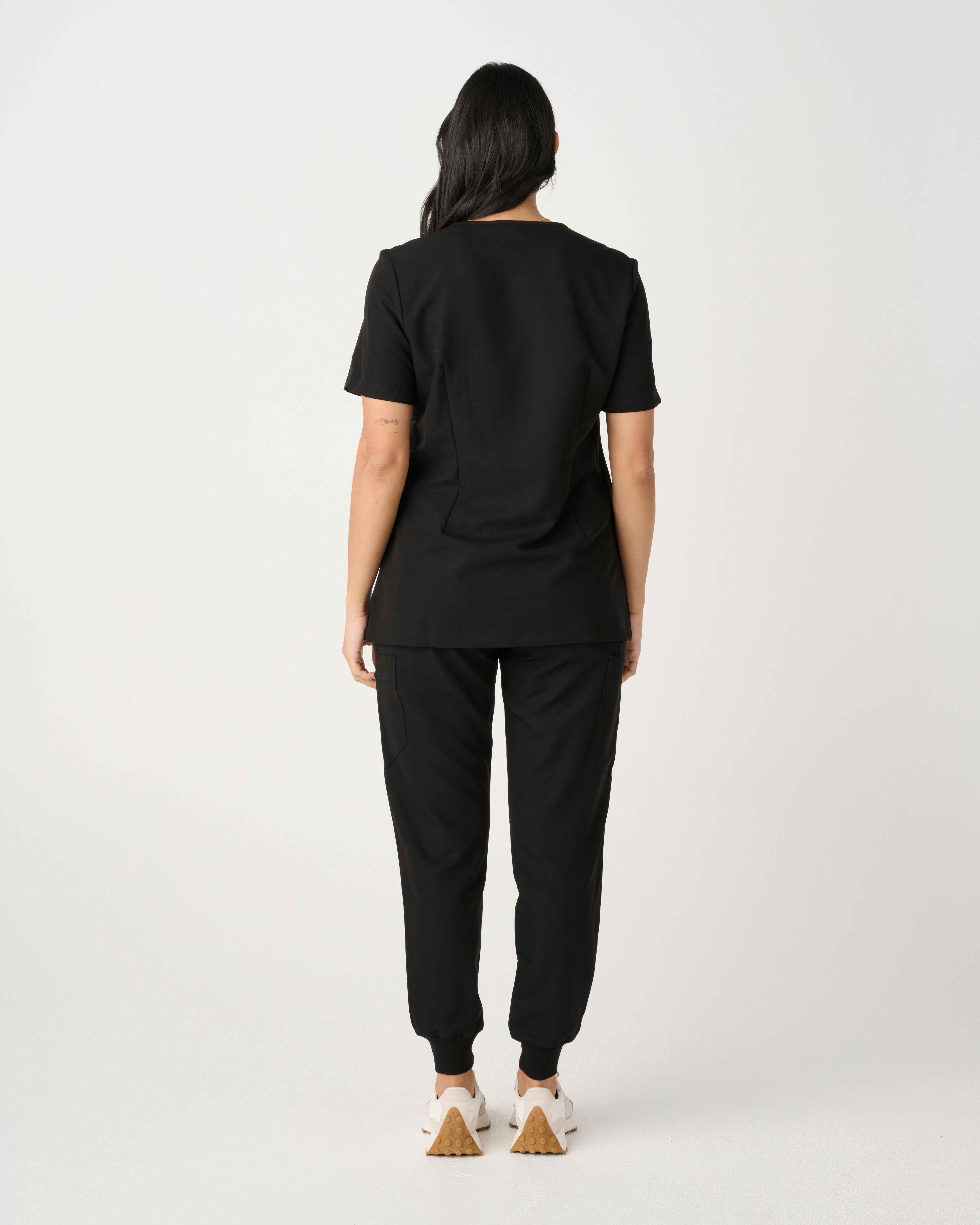 BRISBANE One-Pocket Scrub Top Black