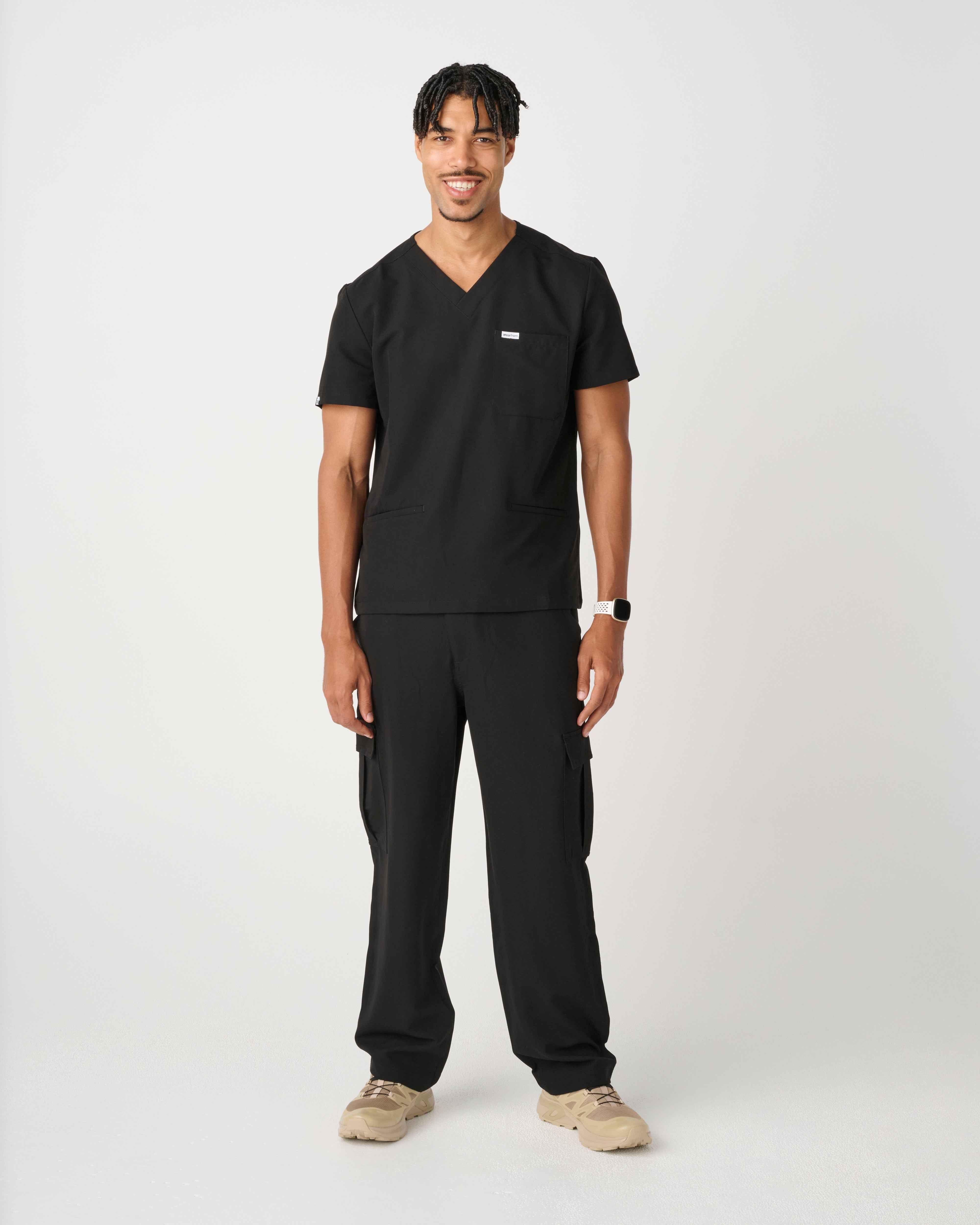 CANBERRA Three-Pocket Scrub Top Black