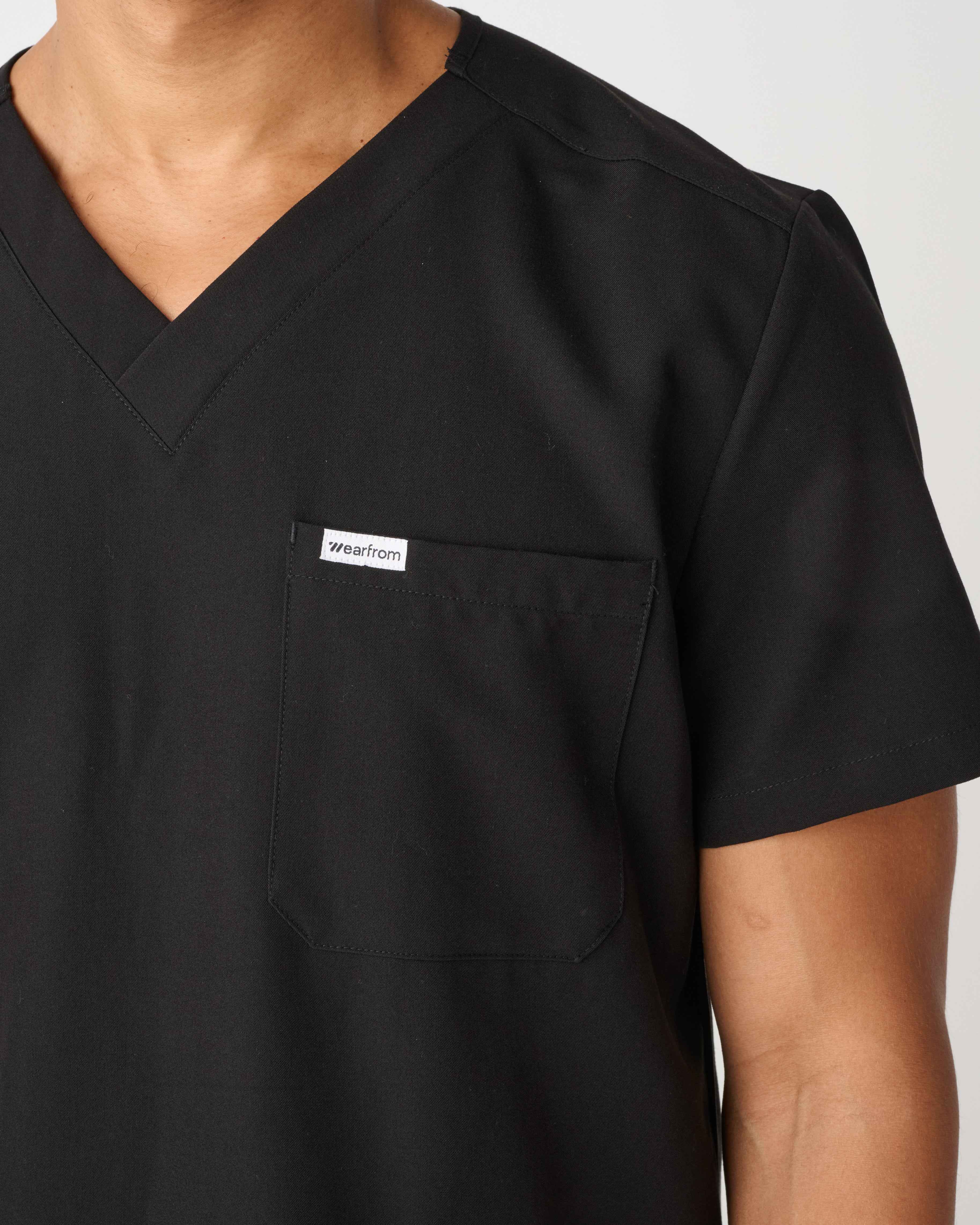 CANBERRA Three-Pocket Scrub Top Black