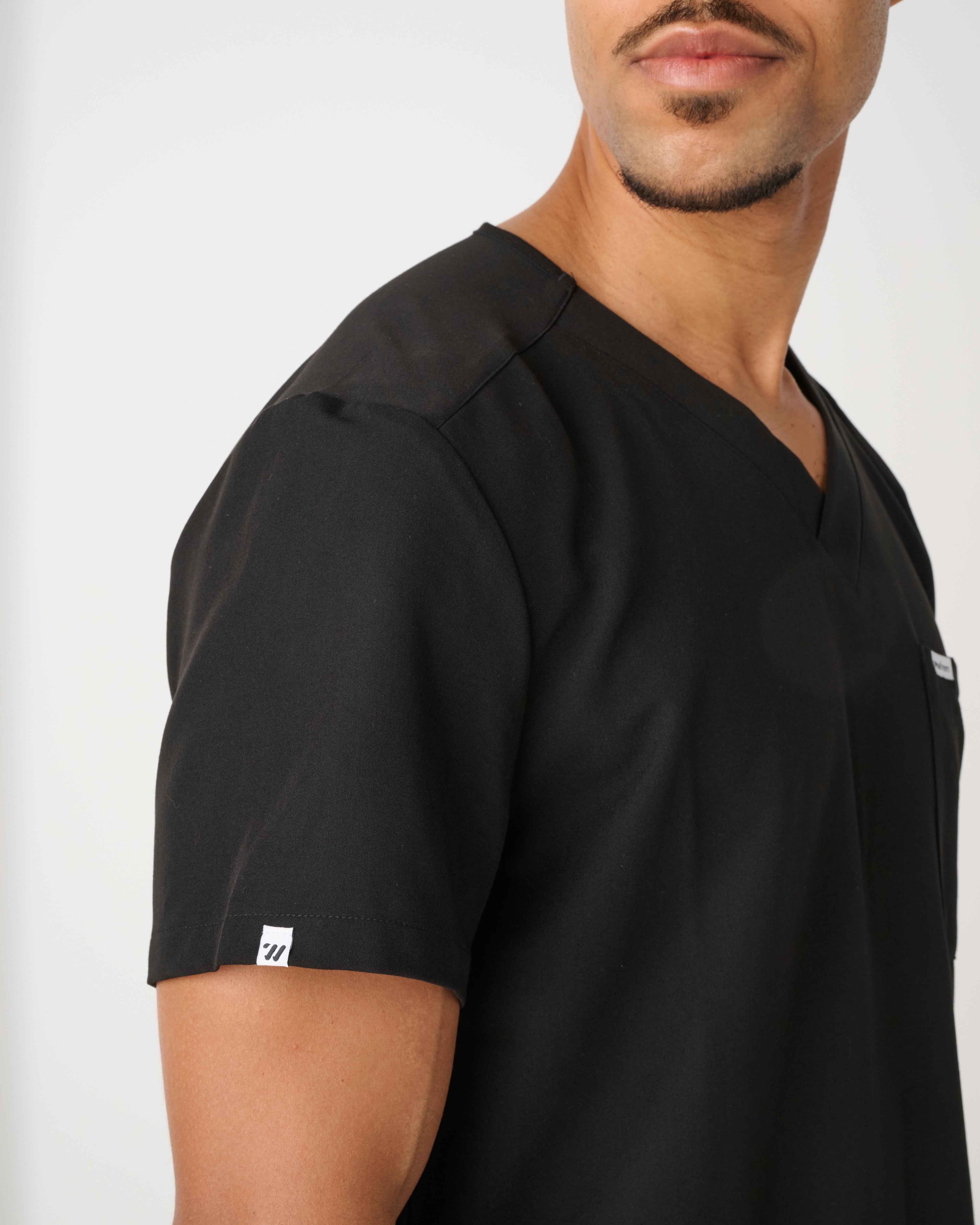 CANBERRA Three-Pocket Scrub Top Black