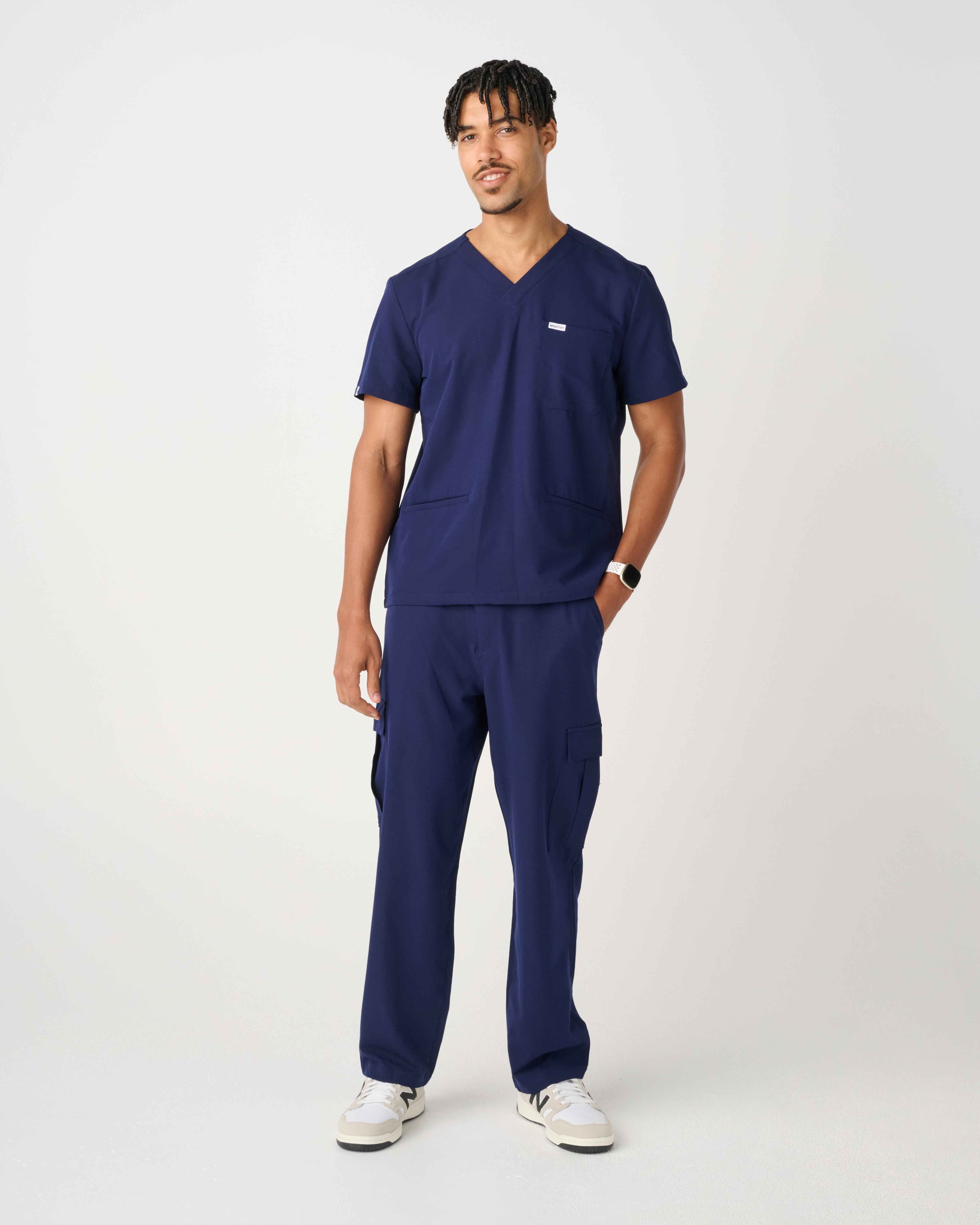 CANBERRA Three-Pocket Scrub Top Navy