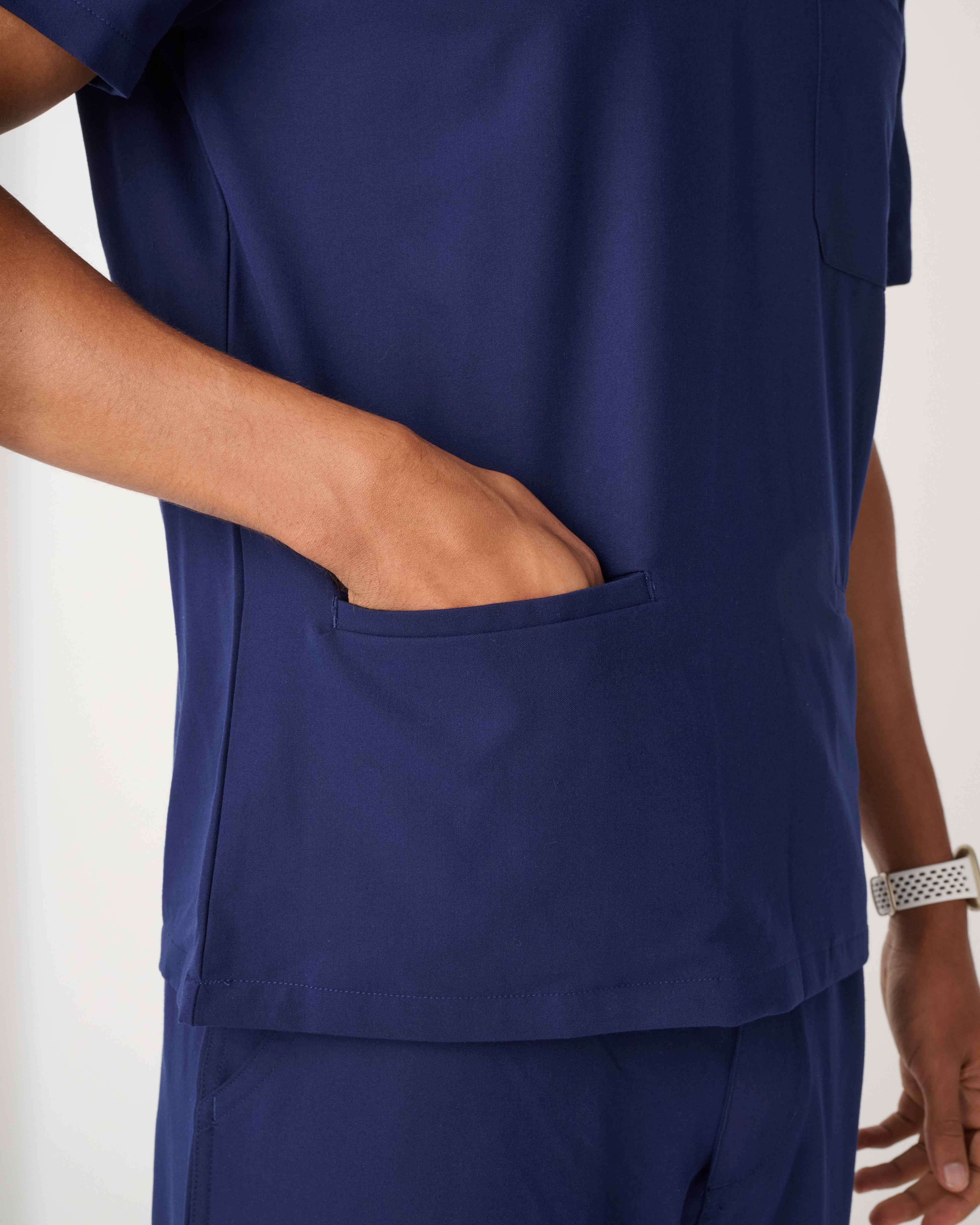 CANBERRA Three-Pocket Scrub Top Navy