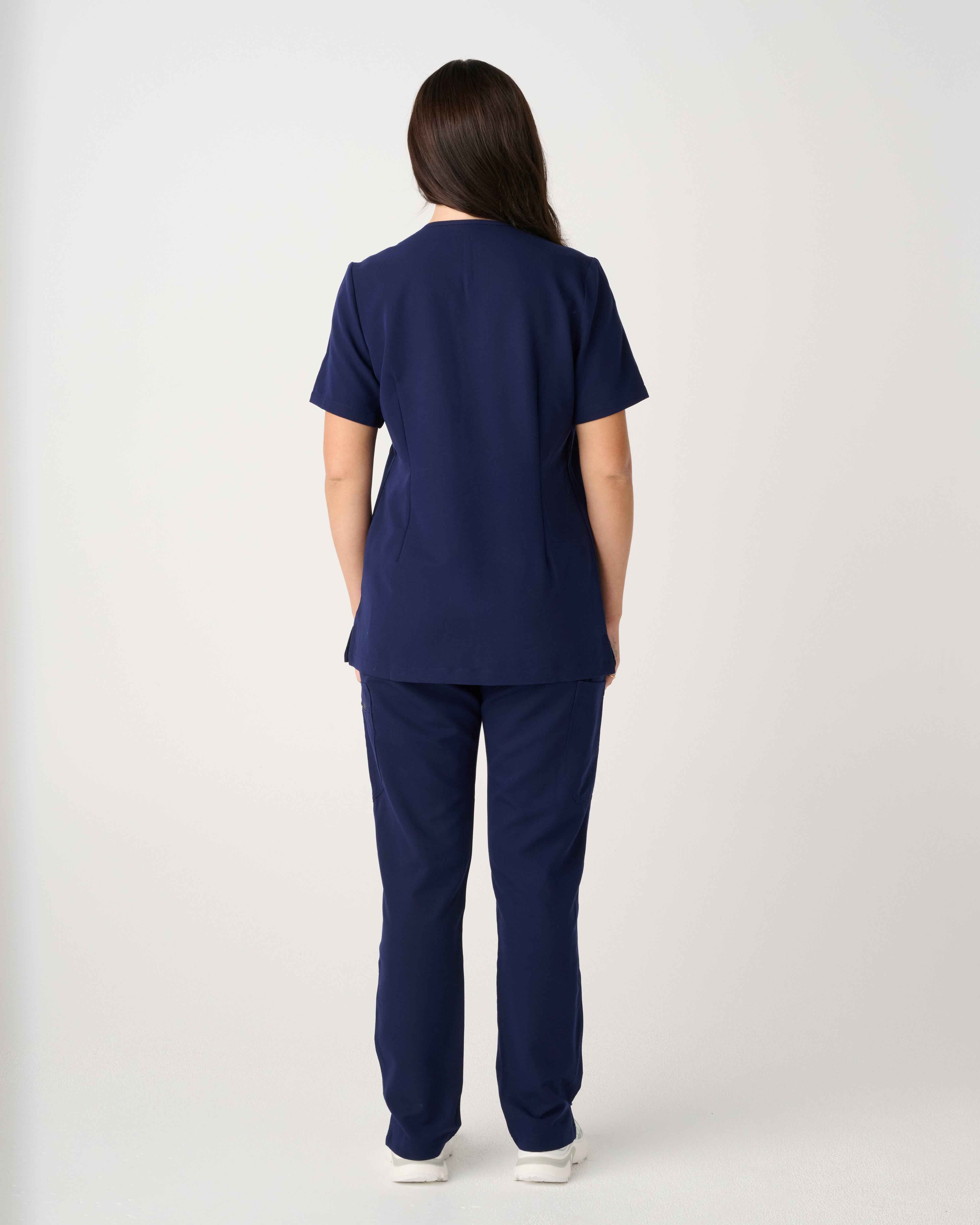 MELBOURNE Three-Pocket Scrub Top Navy