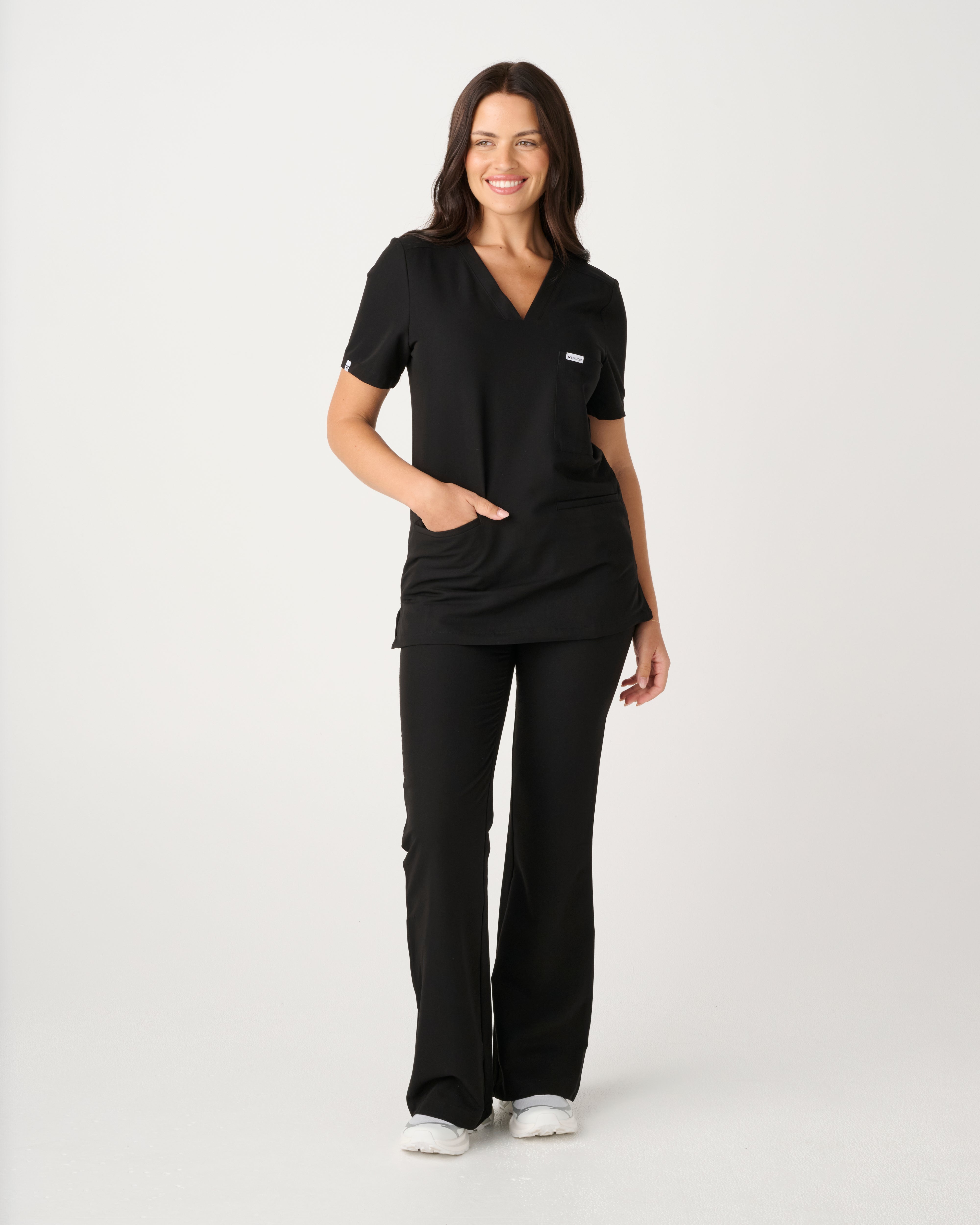 TASMANIA Flared High Waisted Pants Black